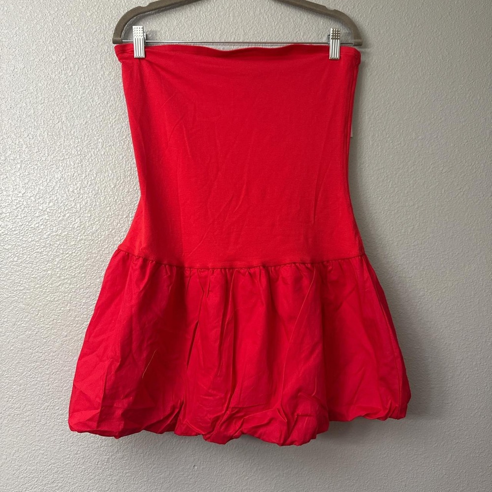 Wild Fable Women's Red Strapless Mini Babydoll Dress with Bubble Skirt - Picture 2 of 8